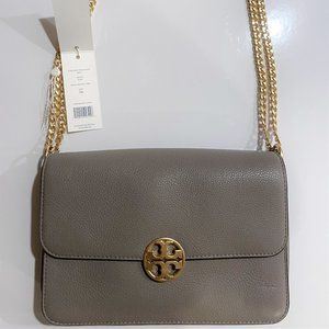 Purse, Tory Burch Chelsea Shoulder Bag, Gray Heron, 48735 UNUSED